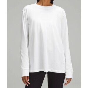 Lululemon All Yours Long Sleeve Shirt White Crewneck Cotton Tee Women